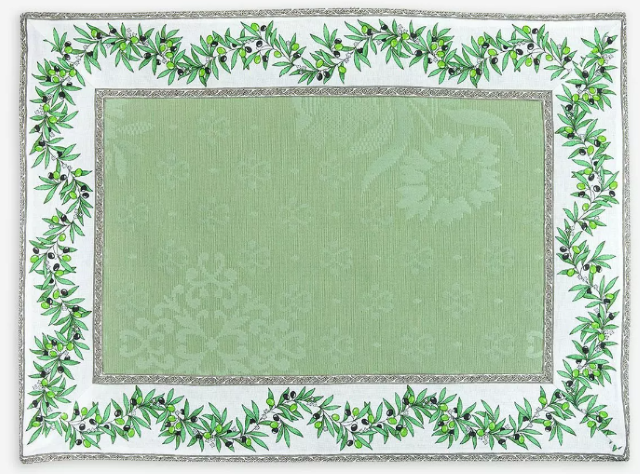 Provence Jacquard tea mat (Olivette raw - Delft green) - Click Image to Close